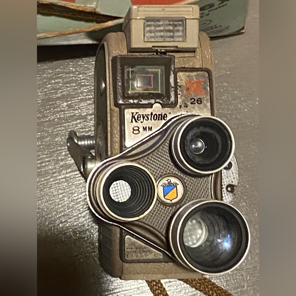 Vintage Keystone K-26X 8mm Movie Camera Triple Turret w/ Box Model X-9